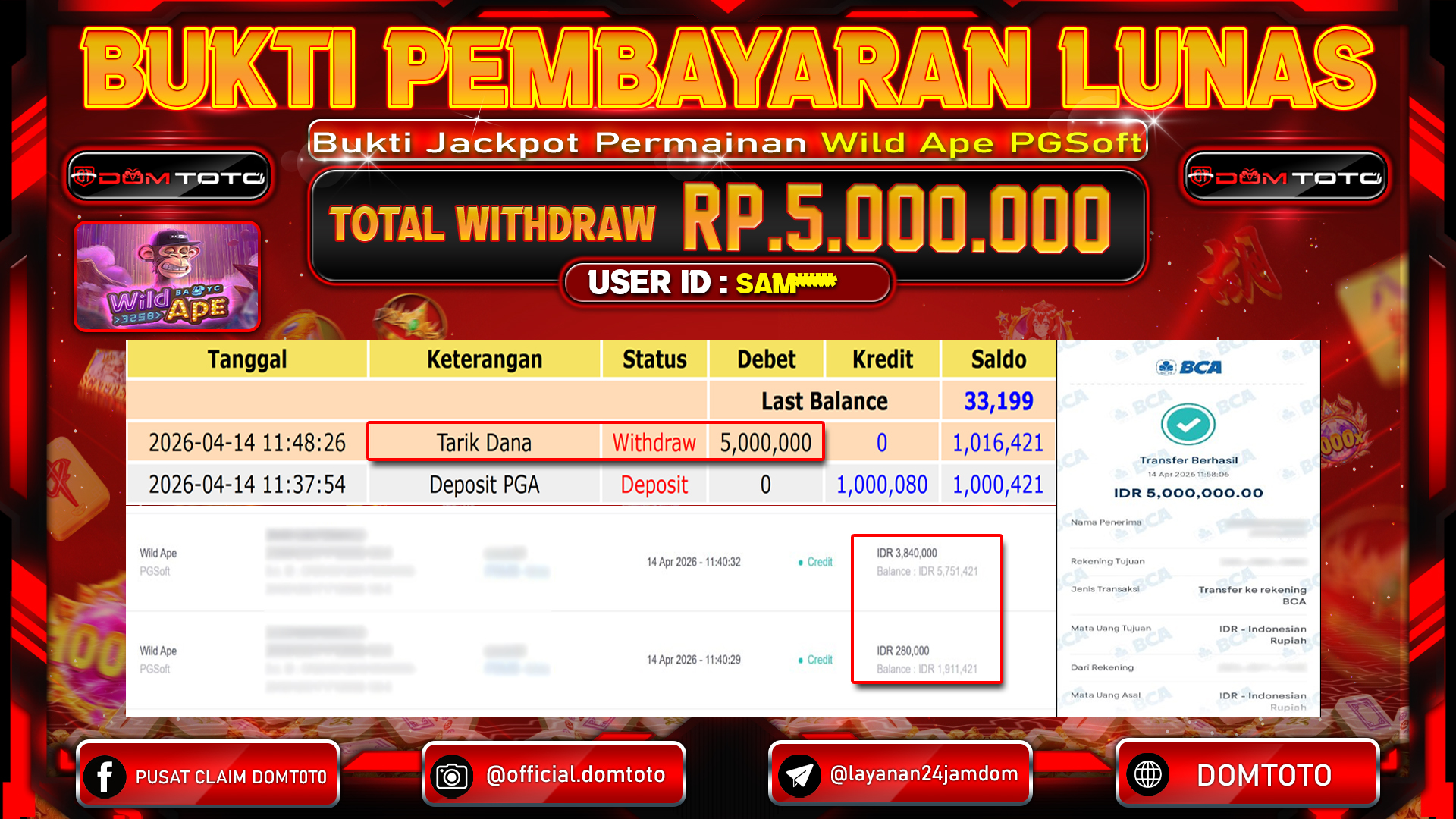 JACKPOT SLOT Wild Ape PGSoft 14 APRIL 2026